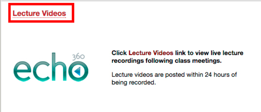 link to echo 360 lecture videos